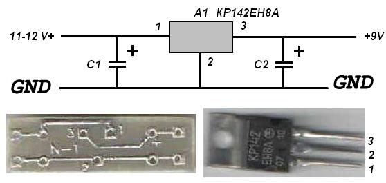 Электрическая схема стабилизатора на микросхеме КР142ЕН8А