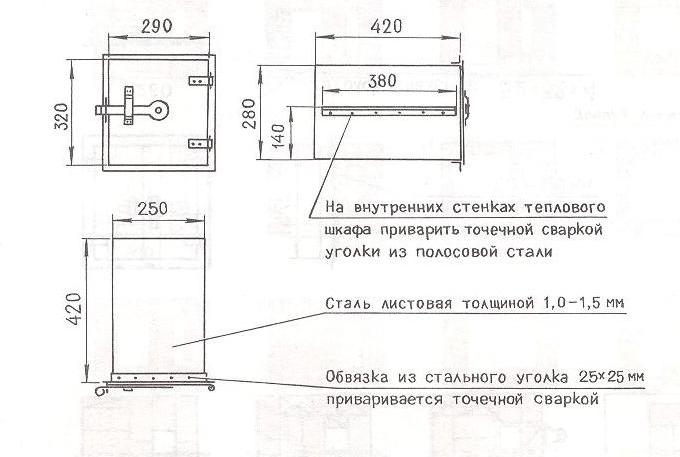 Малогабаритная толстостенная печь с тепловым шкафом конструкции архитектора В.А. Потапова